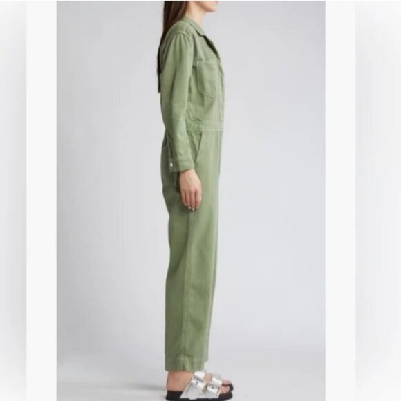 Treasure & Bond Utility Herringbone Long Sleeve Jumpsuit Olive Acorn Women S‎ - Picture 10 of 16